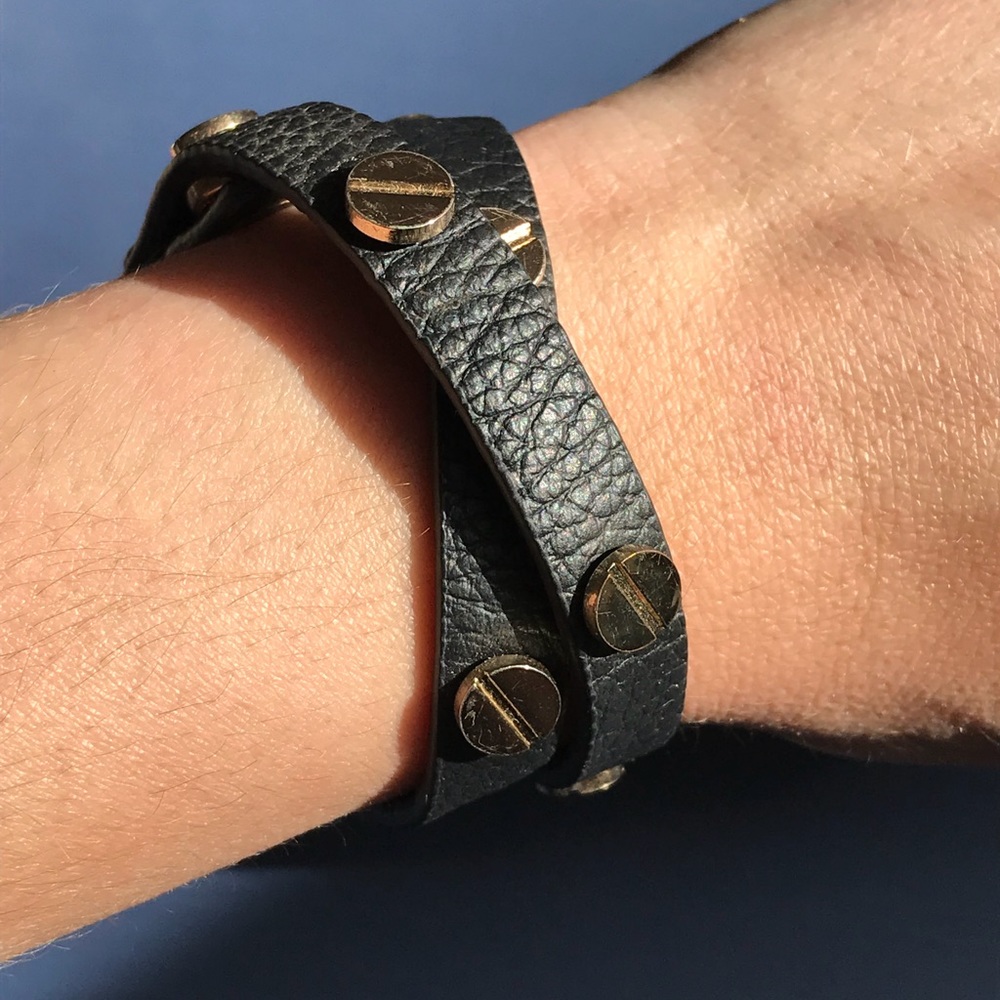 GAP black leather wrap bracelet